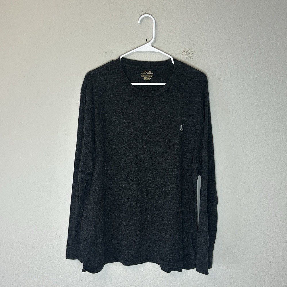 Polo Ralph Lauren Long Sleeve Crewneck T Shirt 2XB Big Tall Tee Heathered Black